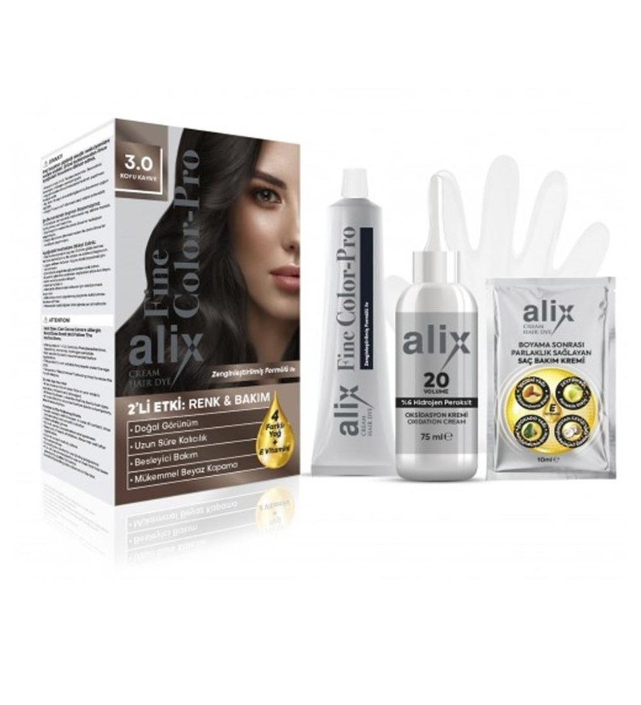 Alix Kıt Saç Boyası 50ml 3.0 Koyu Kahve