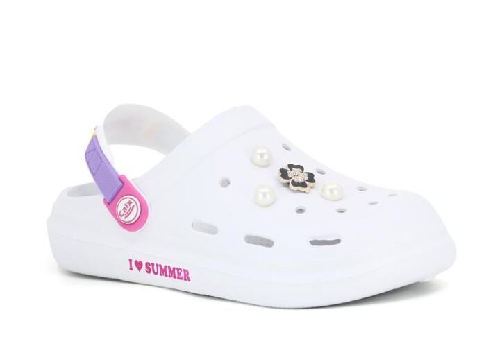 Calx Zenne EZ1165 Çiçekli Kelebekli Poşetli Eva Cross Terlik Beyaz no 36