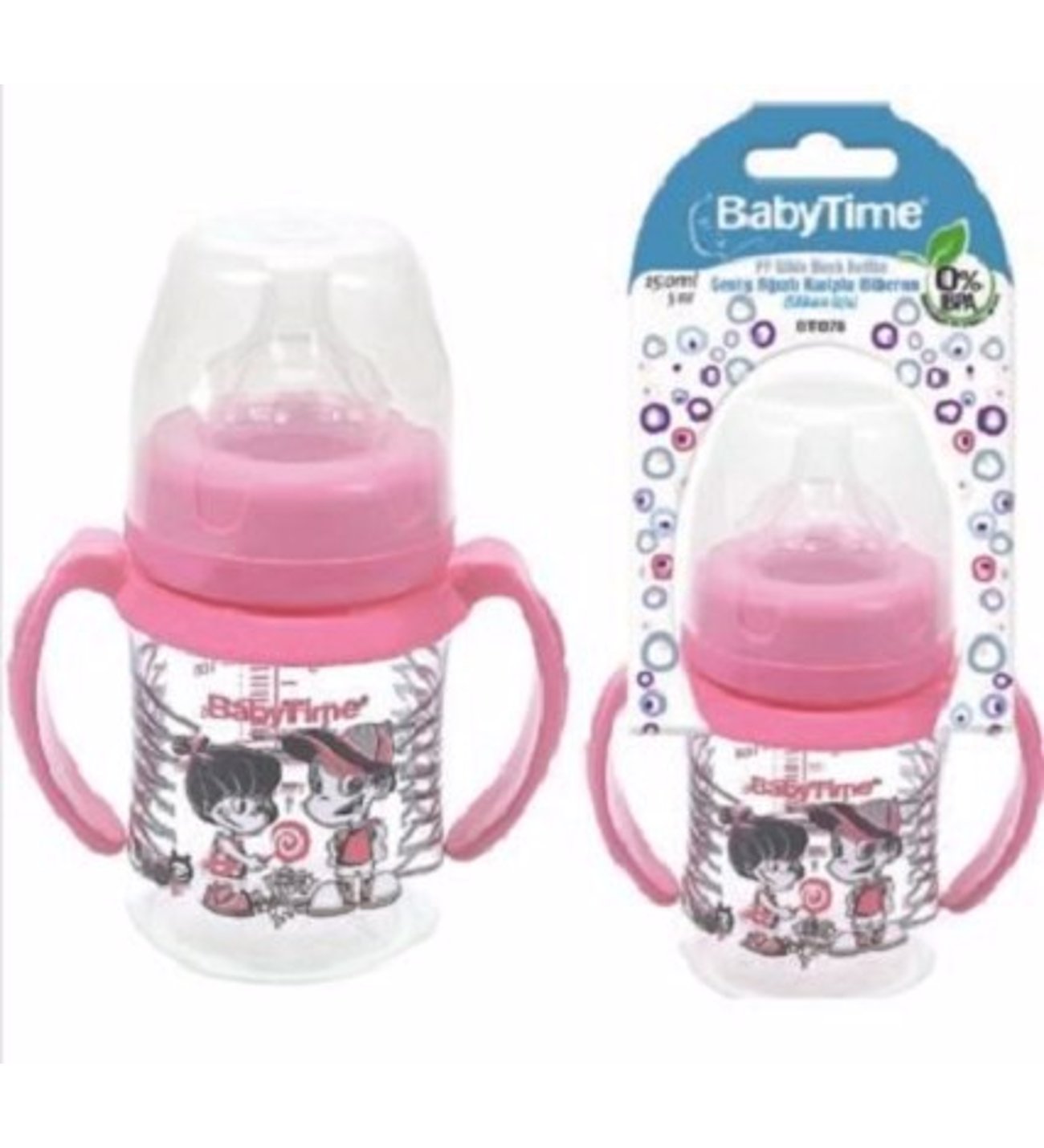 Geniş Ağız Kulplu Pp Biberon (Silikon Uçlu)  150 Ml Bt078