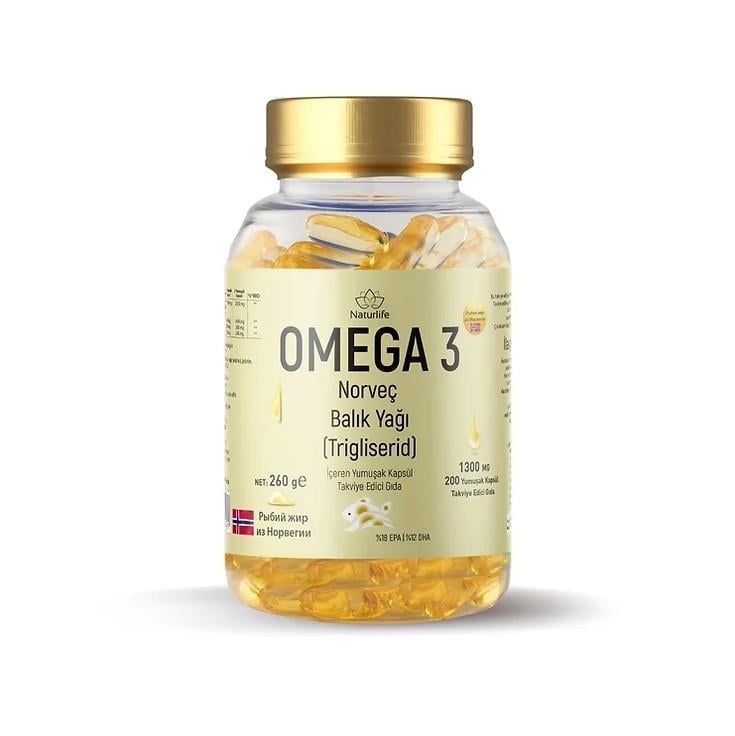 Naturlife Omega 3 Norvec Trigliserid 1300 Mg 200 Kapsul