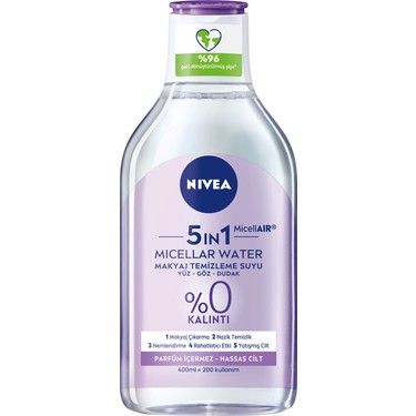 NIVEA 5IN1 Micellar Makyaj Temizleme Suyu Yatıştırıcı ;Hassas Ciltler 400ml; Yüz Temizleyici; Etkili Makyaj Temizleme