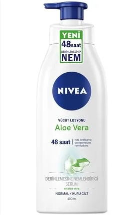 NIVEA Aloe Vera Vücut Losyonu 400ml, Normal / Kuru Ciltler için, Derinlemesine Nemlendirici Serum ve Aloe vera ile 48 Saat Vücut Nemlendirme