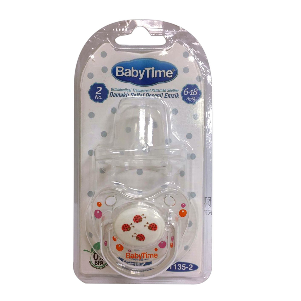 Silikon Damaklı Koruyucu Kapaklı Şeffaf Gövdeli Desenli Emzik N.2 Bt135-2