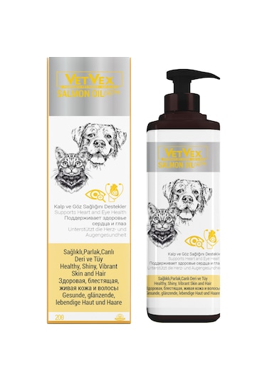 Vetvex Kedi Ve Köpekler İçin Salmon Oıl -Omega3 Parlak Deri Ve Tüy Besleyici 200 Ml