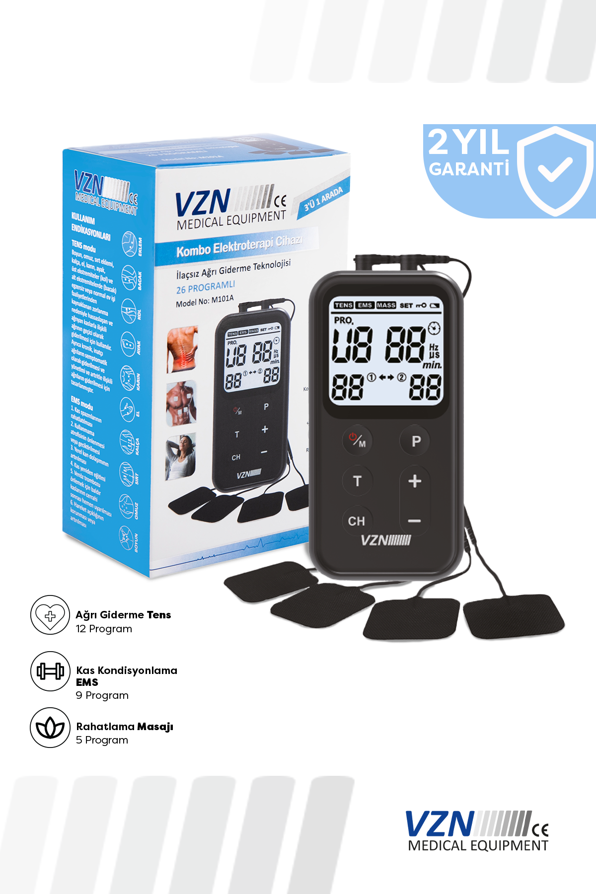 Vzn Kombo Tens Elektroterapi Cihazı