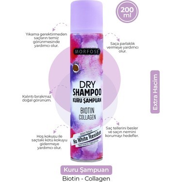 Morfose Kuru Şampuan - Arındırıcı Etki ve Ekstra Hacim, 200 ml, Bitkisel Formül, Paraben İçermez küçük resim 3